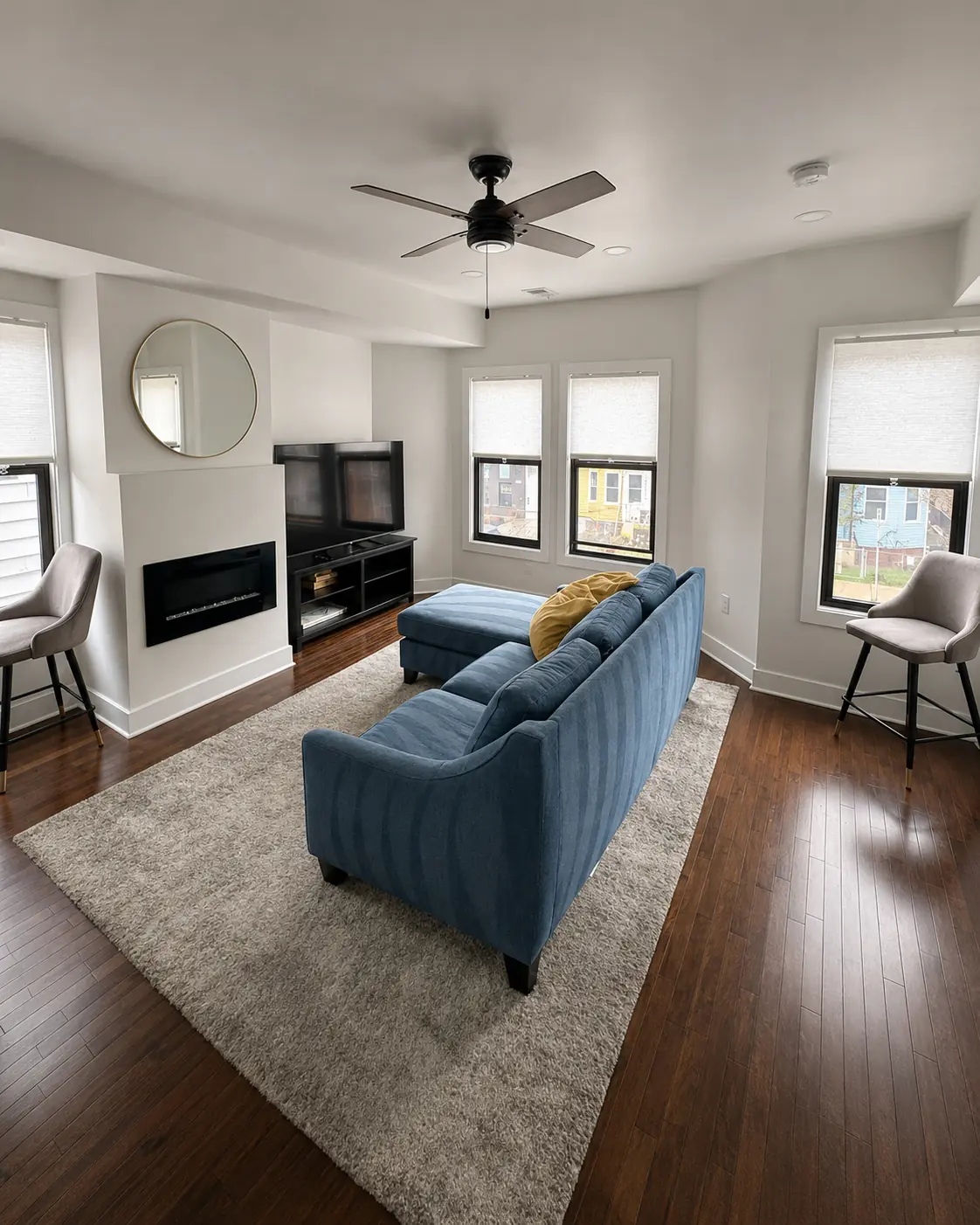Bright finished living room after a Lopes Cleaning visit
